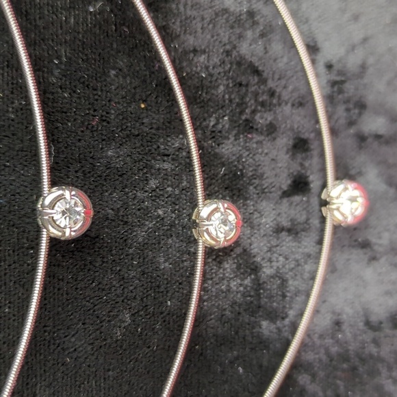 Three Tiered Necklace With CZ Crystals - Picture 3 of 7